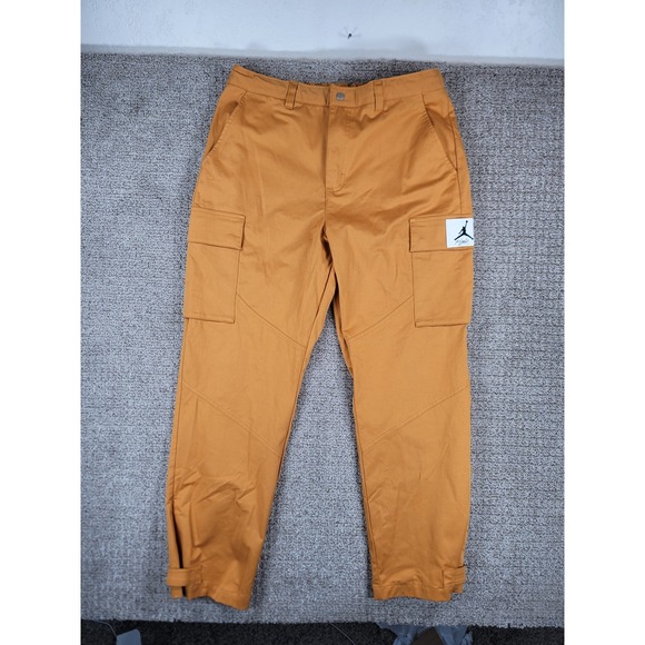 Jordan Flight Woven Cargo Pants Mens XL Burnt Orange Pockets Drawstring - Picture 1 of 13